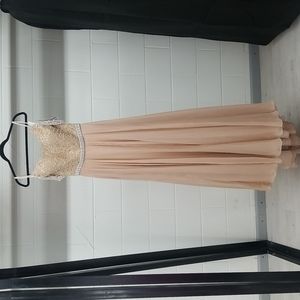 Size 6 Nude Chiffon Gown by Sherri Hill